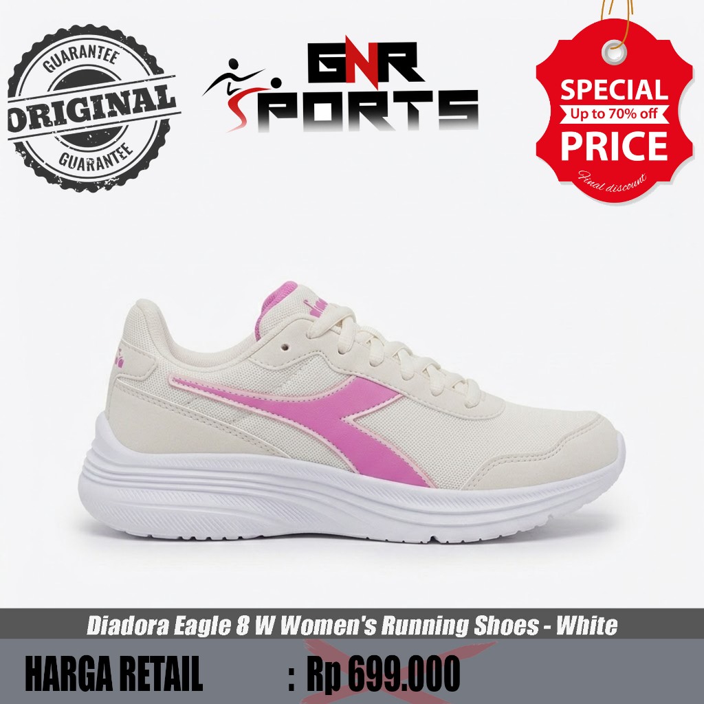 Sepatu Diadora Eagle 8 W Women's Running Shoes - White Original 100%