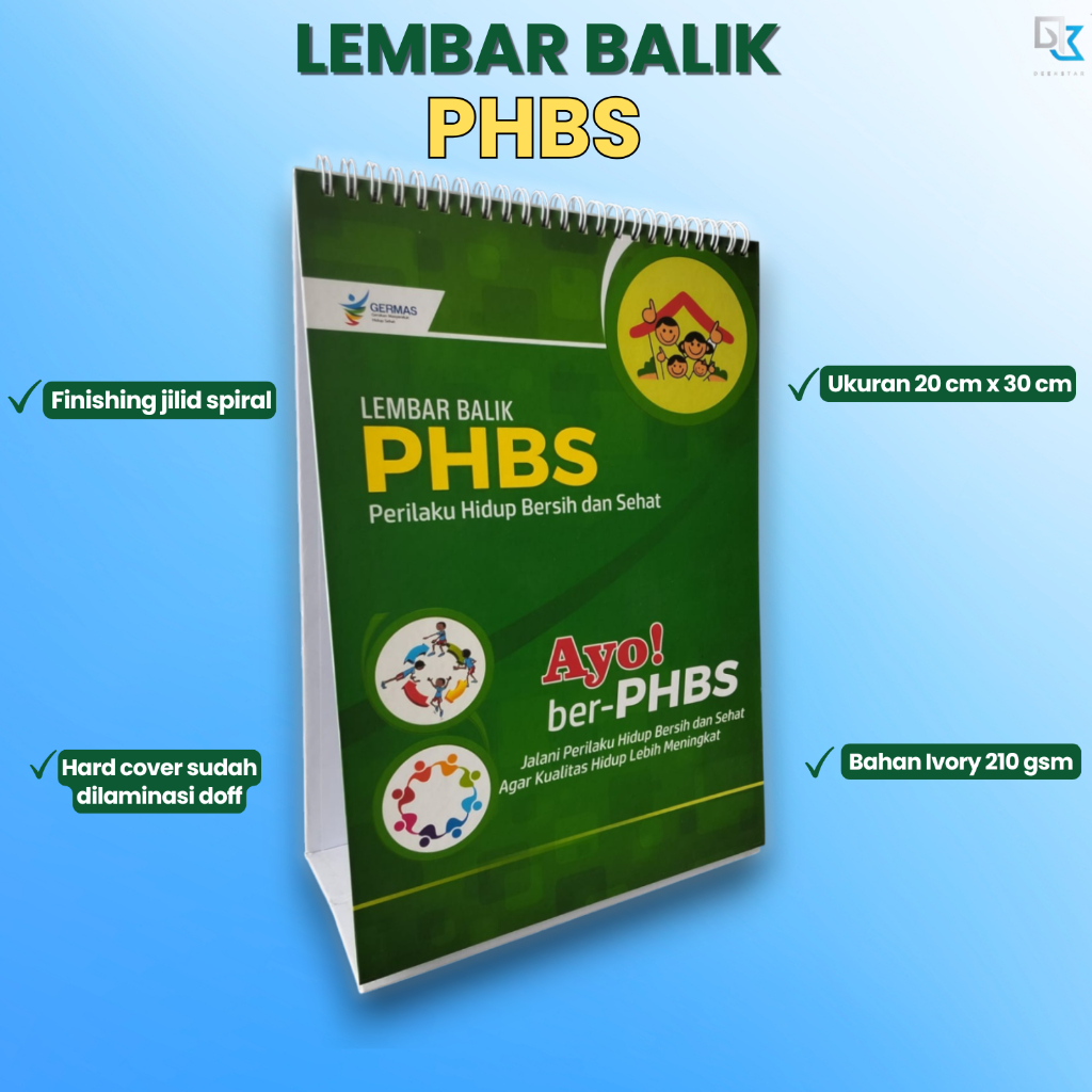Lembar Balik PHBS Rumah Tangga | Media Promkes Penyuluhan PHBS | Edukasi Kesehatan Posyandu Puskesma