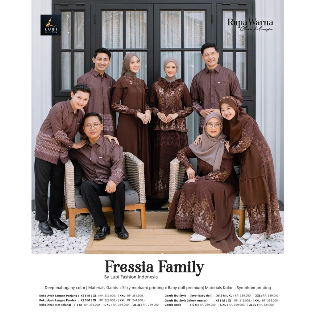 Lubi Fressia Family Deep Mahogany Lubi Sarimbit Fressia Deep Mahogany Gamis Outer OneSet Outer Gamis