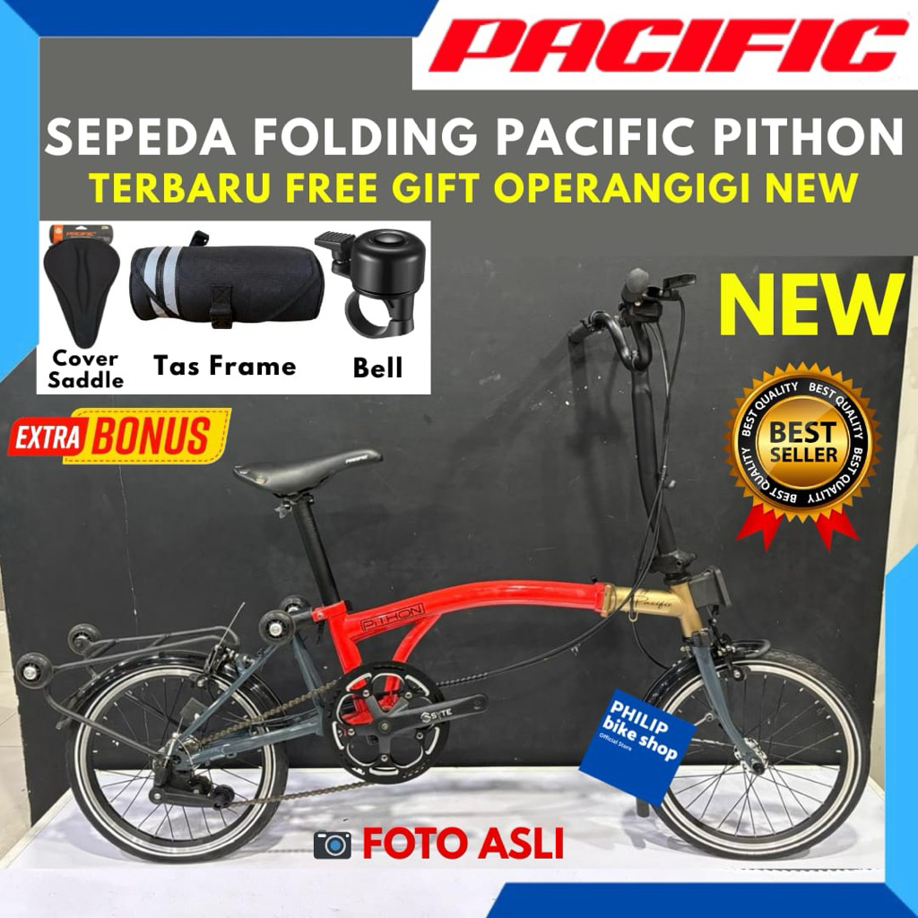 Sepeda Lipat Folding Bike 16 Pacific Pithon Lipat Tiga Terbaru