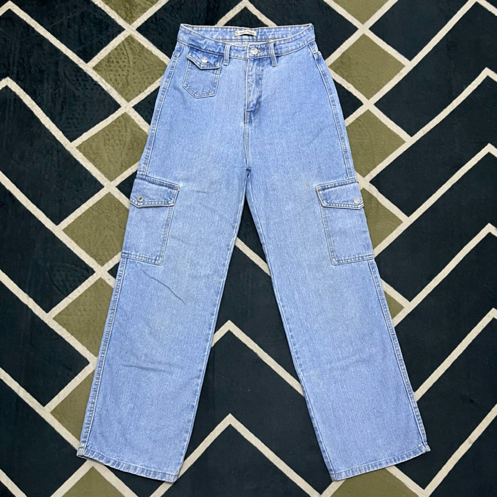 Celana Panjang Wanita CKEY Loose Jeans Cargo High Waist (28)