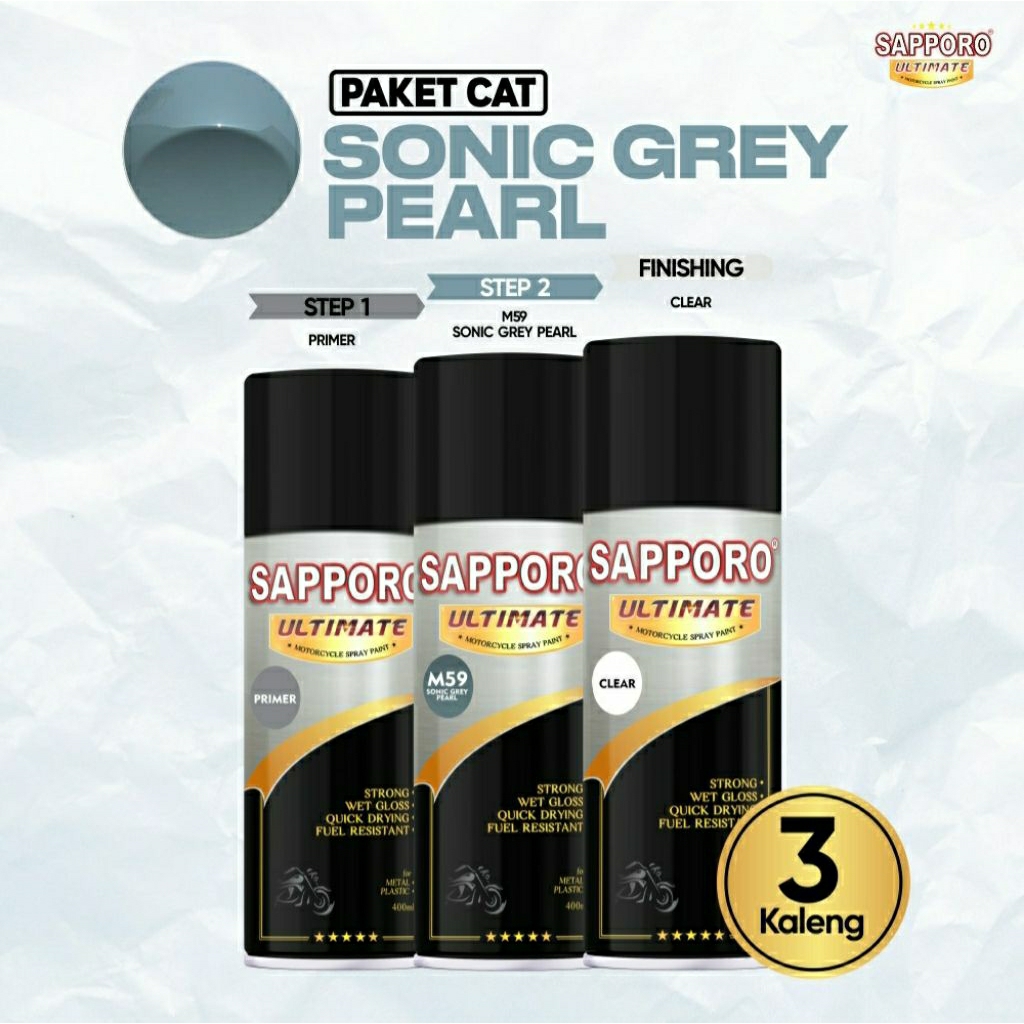 #MAU# Cat Semprot Sapporo Ultimate Paket Lengkap Sonic Grey Pearl M59 (B12,M59,C81) Abu Abu Mutiara 