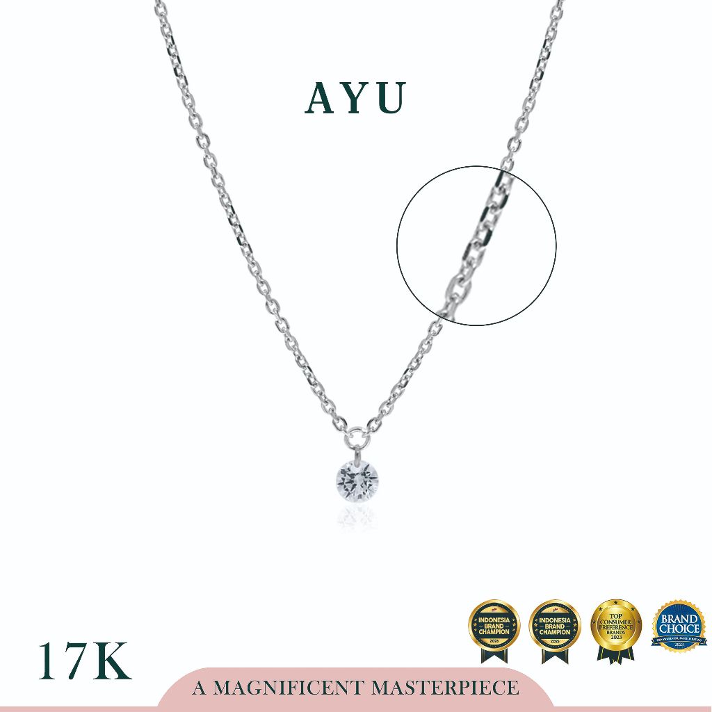 AYU Kalung Emas Korea - Candy Pop Chain Necklace 17k White Gold