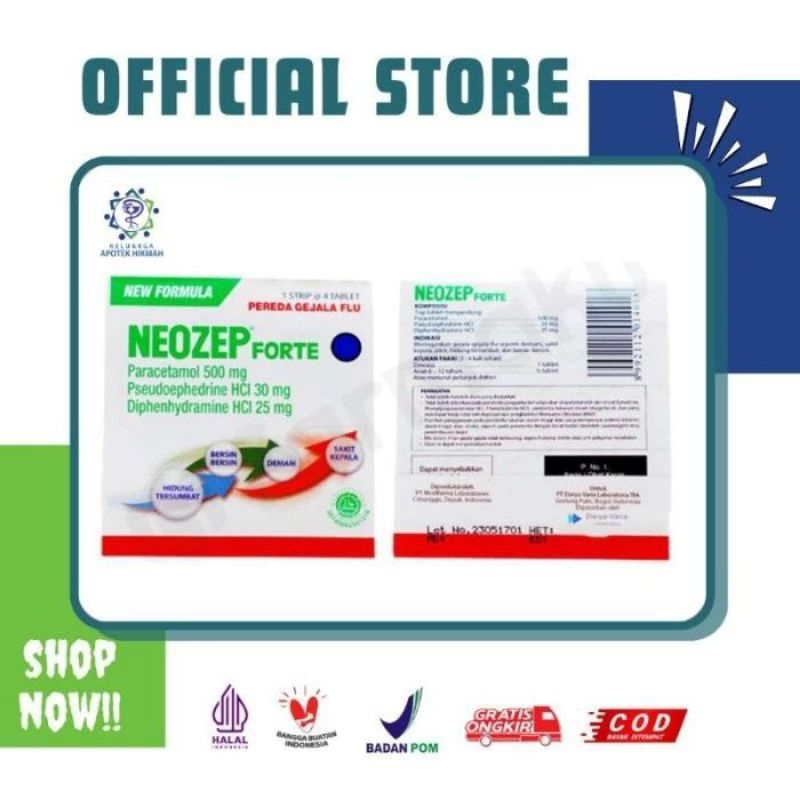 NEOZEP Tablet Forte Meredakan Flu Hidung Tersumbat Paracetamol Pseudoephedrine