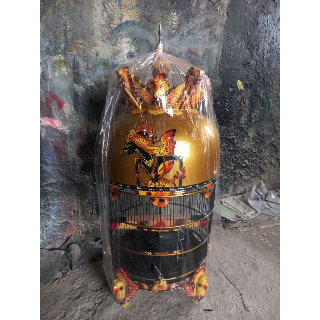 Sangkar Perkutut Merak Semi (Motif Wayang Hitam)