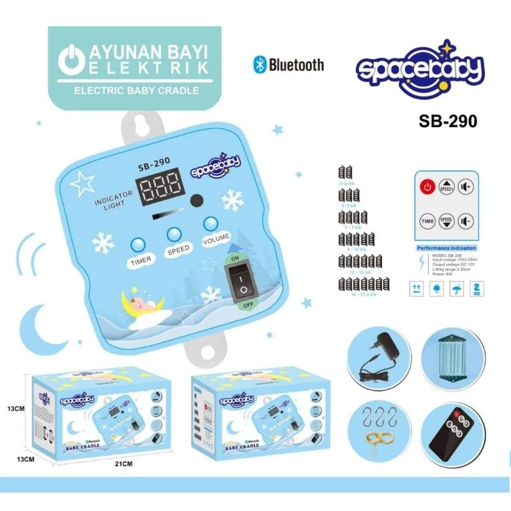 Mesin Ayunan Bayi Elektrik SB-290A SNI / Baby Cradle Mesin Ayunan Elektrik Space Baby SB290