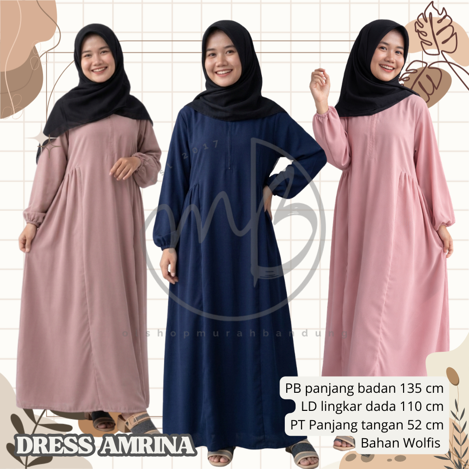 GAMIS AMRINA || GAMIS POLOS BAHAN WOLFIS