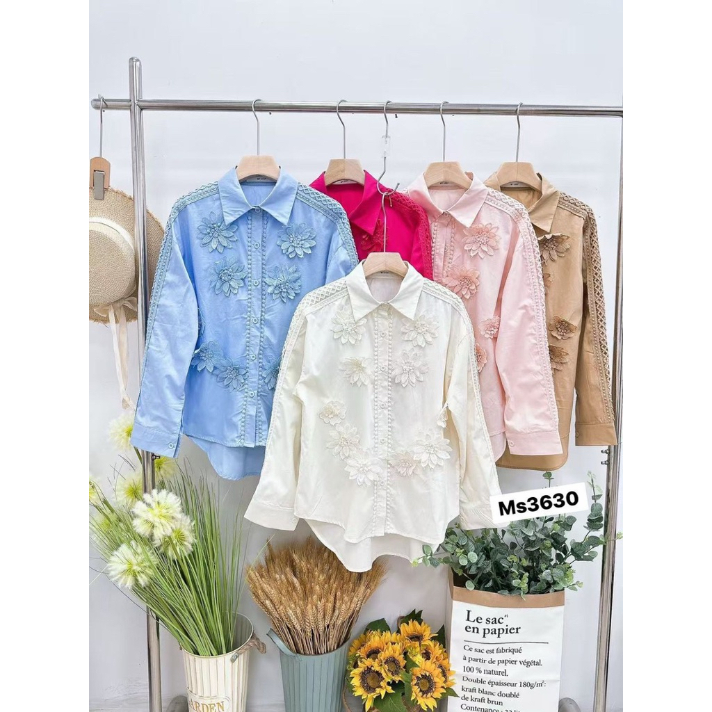 Seyna Blouse | Kemeja Wanita Bunga 3D Korean Style Import Bangkok