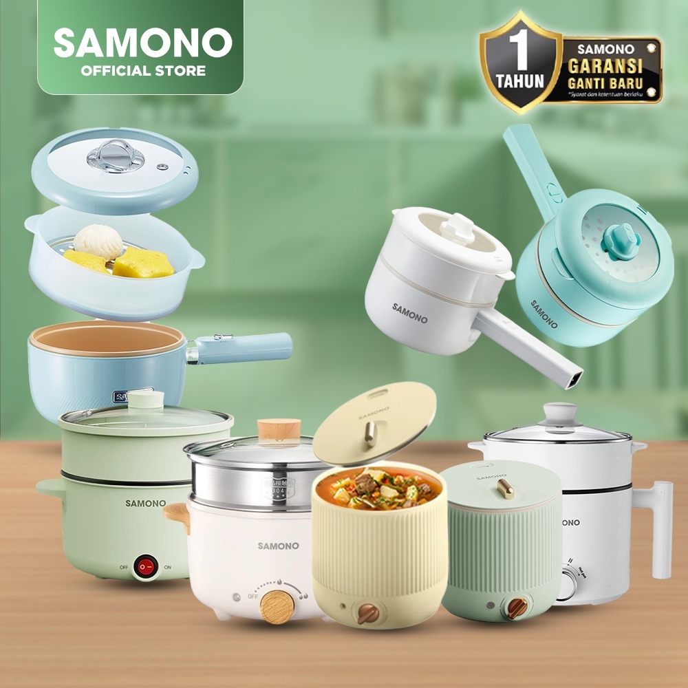SAMONO Best Seller Panci Listrik Anti Lengket Multifungsi Goreng Rebus Kukus Hemat Listrik Garansi 1