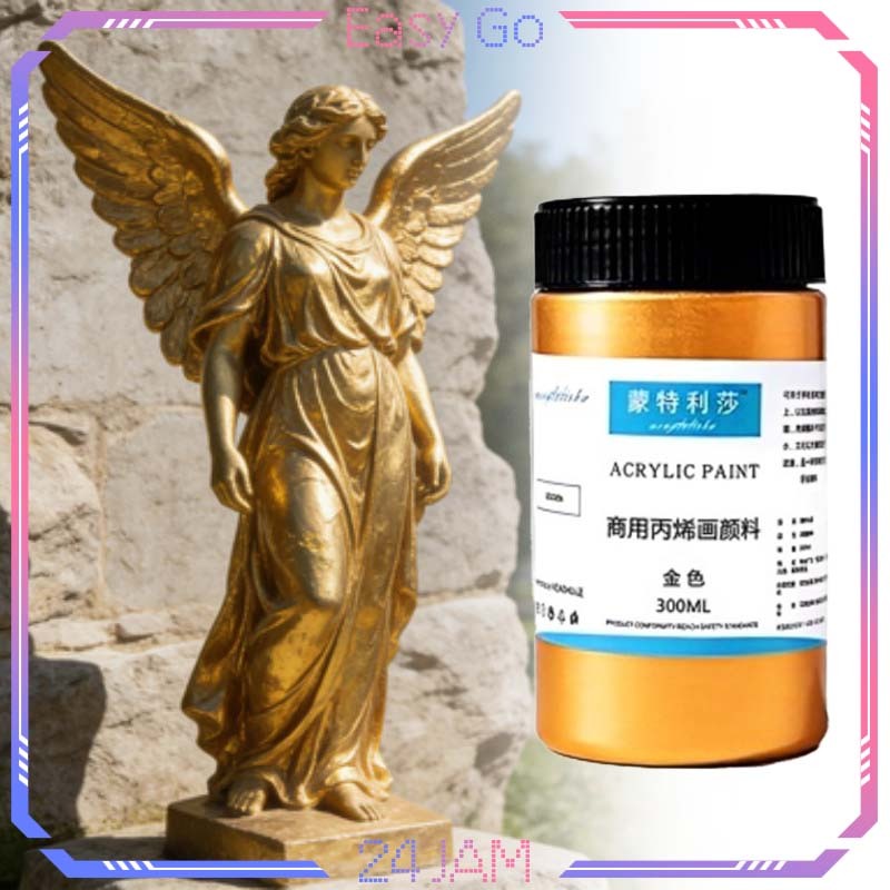 Cat Metalik Emas 300ml Cat Warna Akrilik Anti Air Cat Akrilik Metalik Acrylic Paint Logam