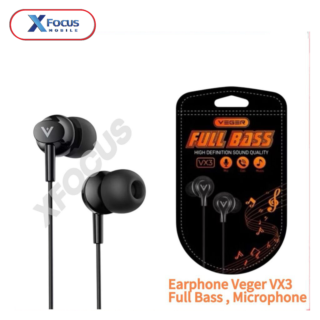 HF Earphone Headset Veger  VX3 Full Bass Original 100% / Headset Full Bass