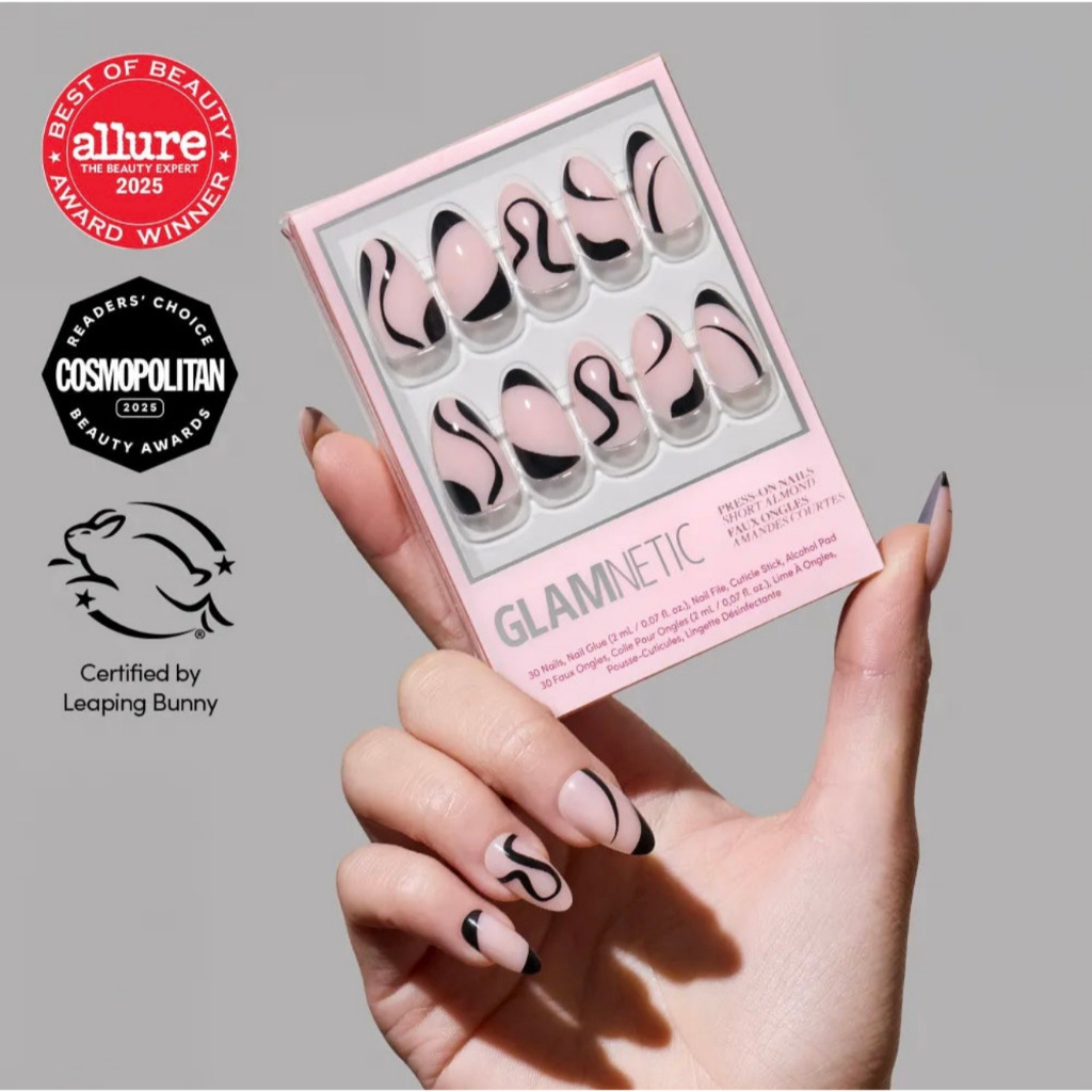 KUKU PALSU GLAMNETIC PRESS ON NAILS in INK WAVE