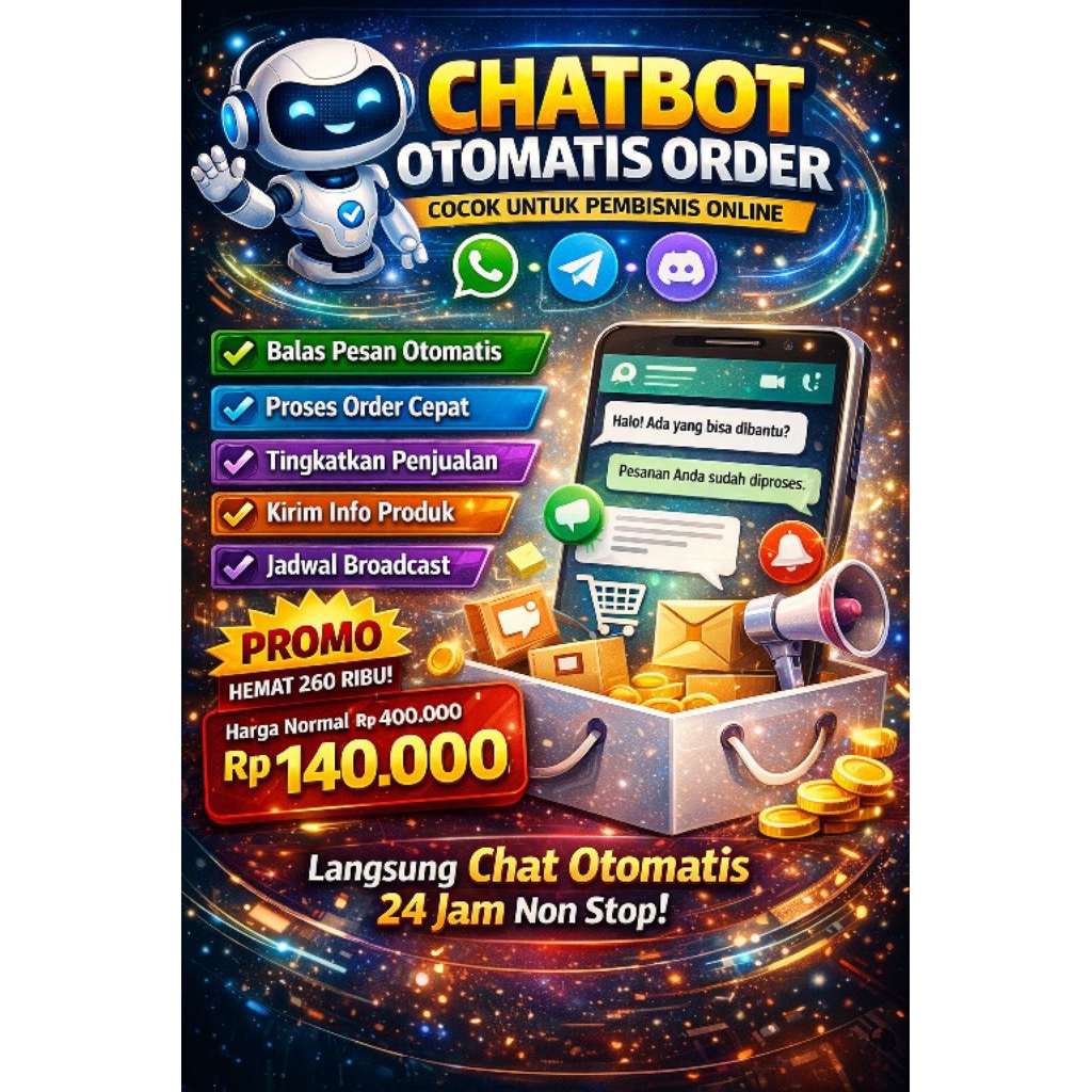 BOT WHATSAPP , TELEGRAM, DISCORD AUTO ORDER