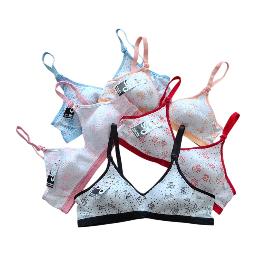 Bra Remaja Tanpa Busa Motif Bunga Cup Kecil Ukuran 32-36