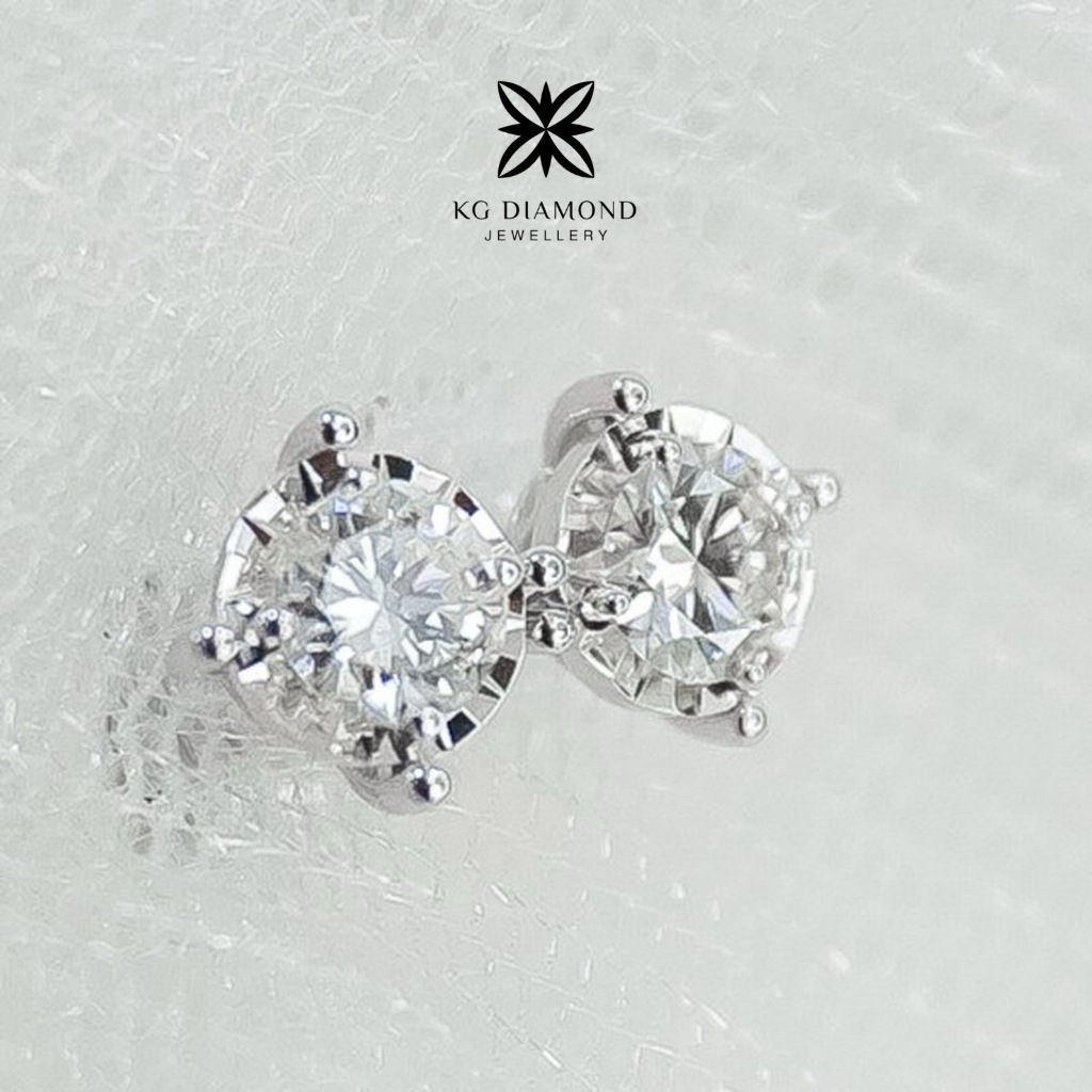 KGdiamond - Anting/Giwang Berlian untuk Wanita Emas Putih 18k Single Magni