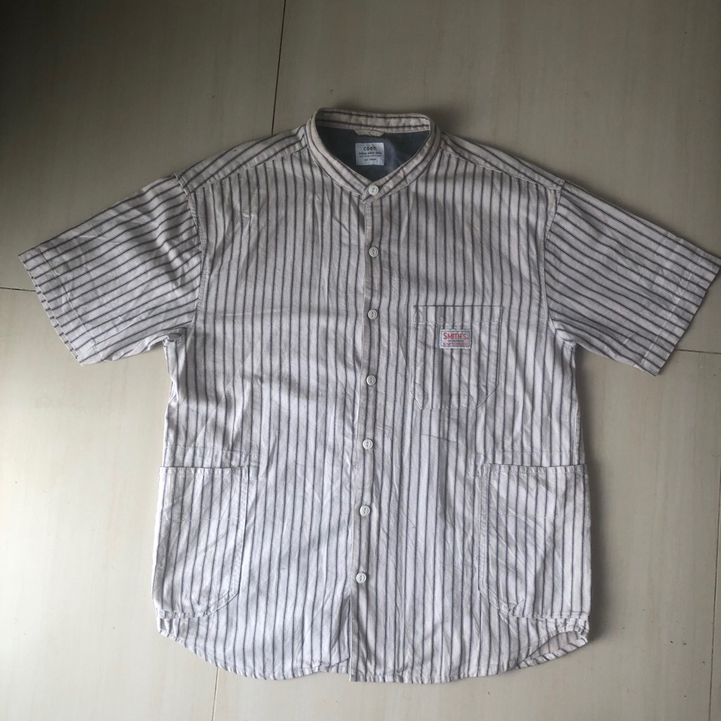 Kemeja workwear salur tanpa kerah COEN X Smith’s