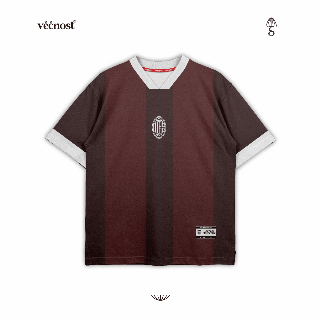 VECNOST JERSEY BOXY AC MILAN FANTASY LIST WHITE // Oversize // Jersey Casual // Jersey boxy Fit Vint