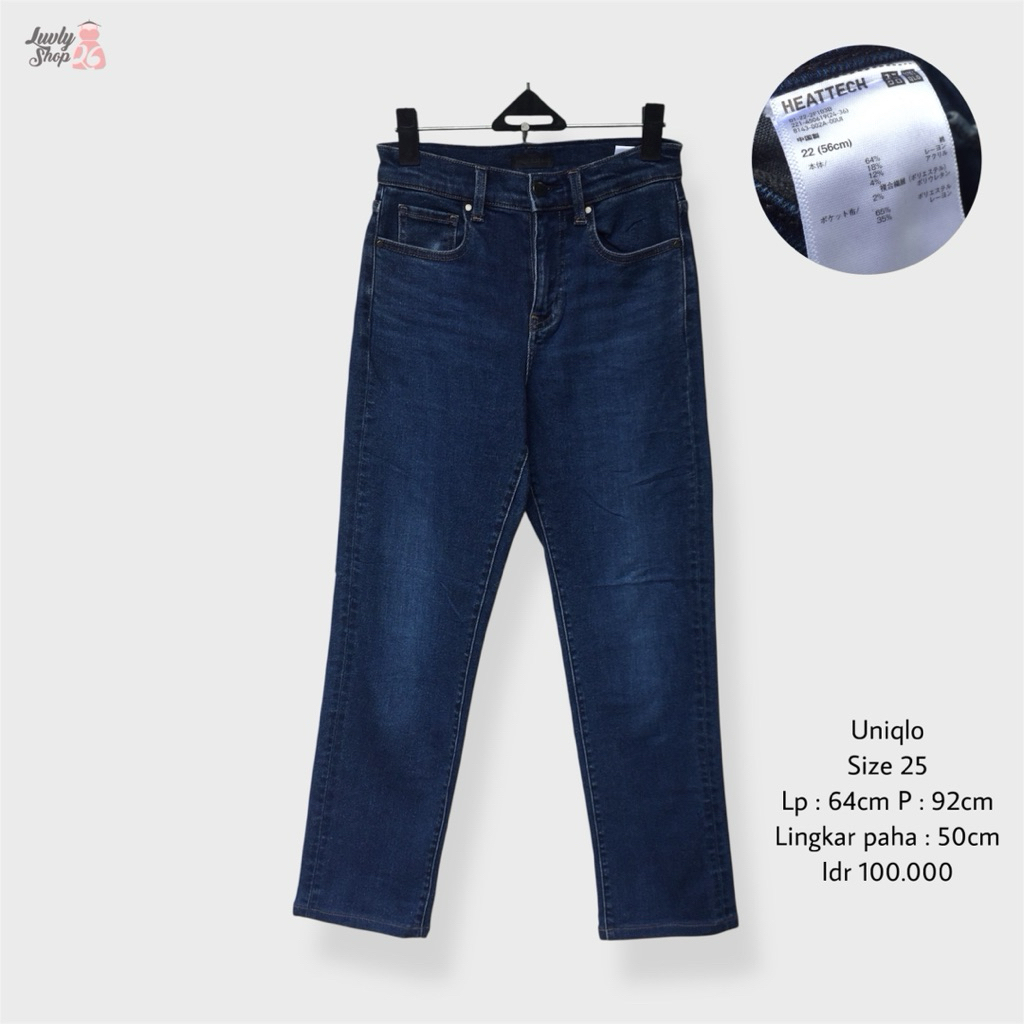 uniqlo celana jeans slim straight heattech