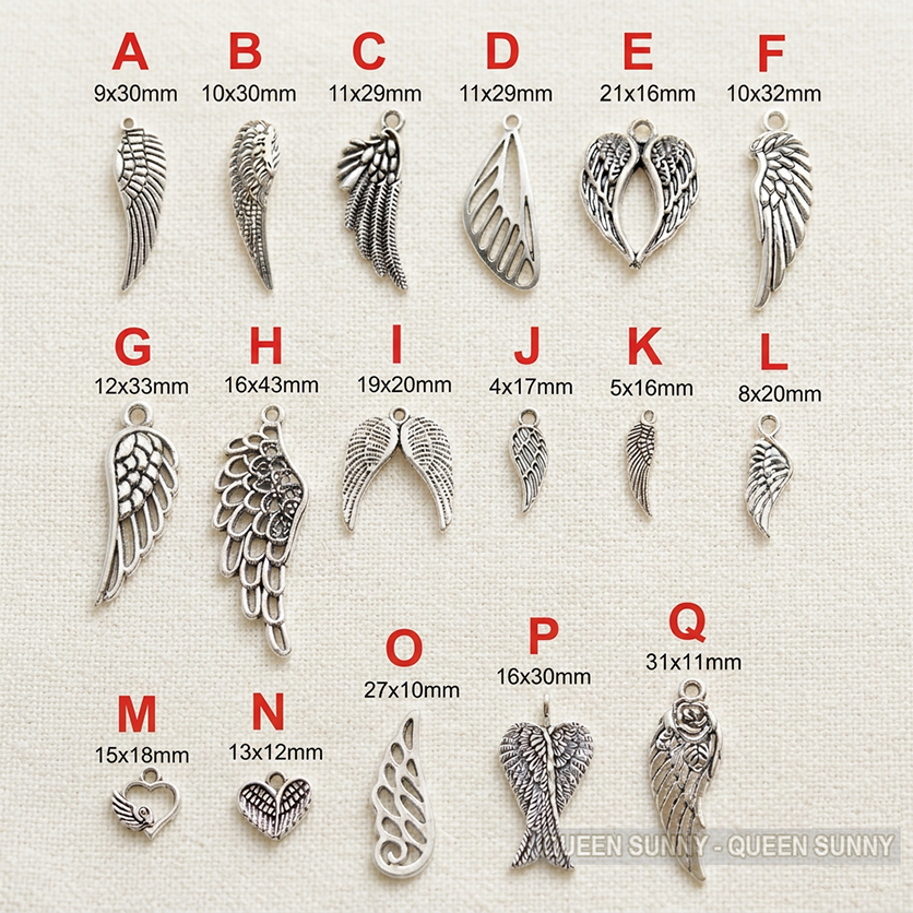(MINIMUM PEMBELIAN RP 10.000 BISA MIX MODEL) Charm Sayap / Bulu / Feather / Wing Silver Bandul Liont