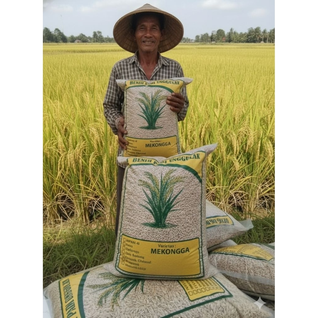 benih padi Mekongga berkualitas super kemasan 5kg benih padi unggulan Mekongga