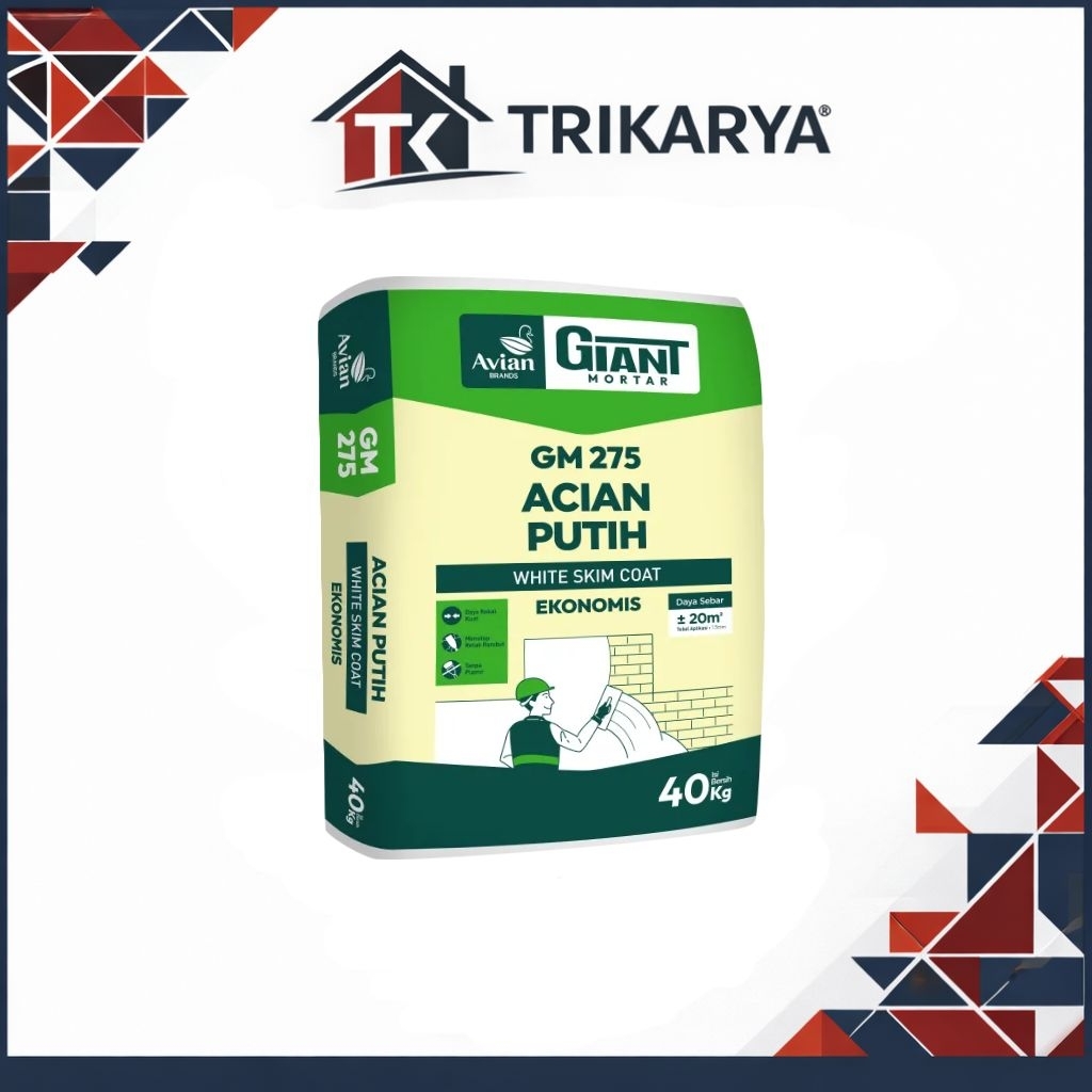 Giant Mortar GM-275 Acian Putih Avian Eceran 1kg dan 5kg - Semen Instan Putih kiloan