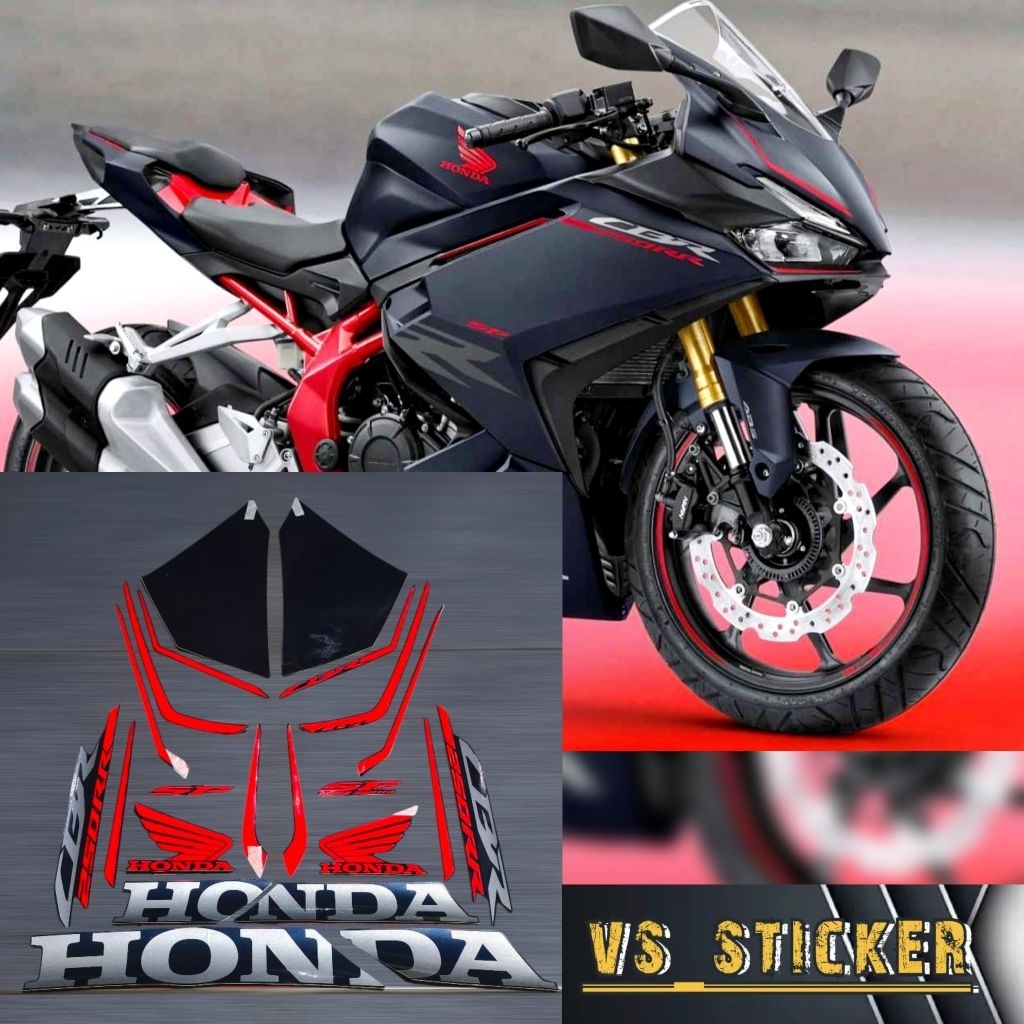 STRIPING STICKER LIST STANDART MOTOR CBR 250RR CBR 250 RR 2023 HITAM