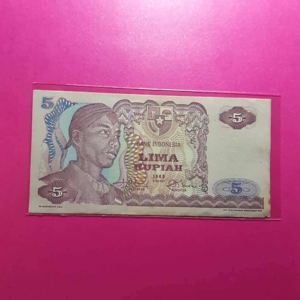 uang kuno 5 rupiah sudirman tahun 1968