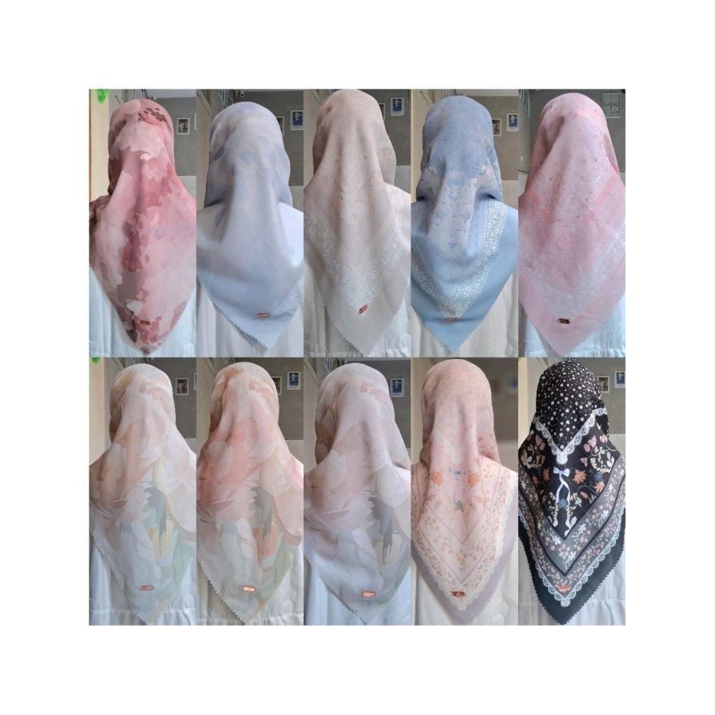 (PART 1) KERUDUNG MOTIF SEGI EMPAT BY DARDA`, HIJAB, MOTIF PRINTING PASTEL BAHAN VOAL PRINTING, TIDA