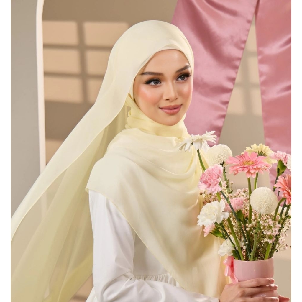 Pashmina Ceruty Butter Yellow/Hijab Pashmina Ceruty/Butter yellow shawl/hijab butter yellow