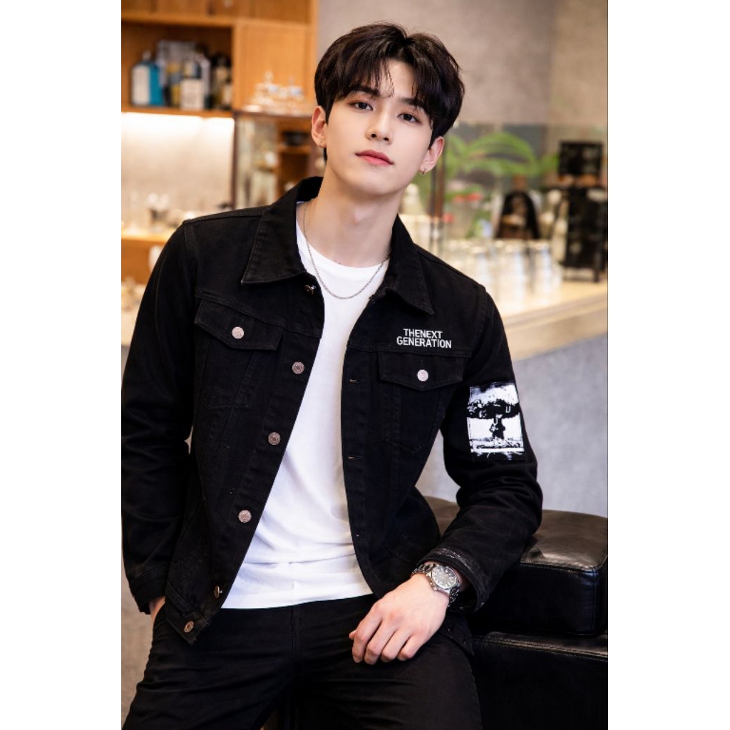 Jaket Denim Hitam Toman design Unisex