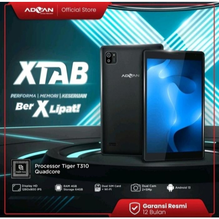 Original Tablet Android Advan X-TAB, Display 8 INCH Ram 4/64GB Garansi Resmi Advan