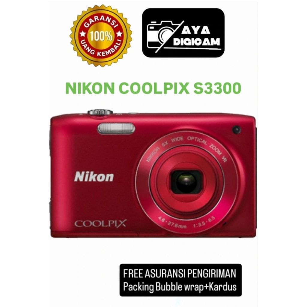 kamera Nikon Coolpix S3300 digicam pocket kamera Mini kamera saku kamera pocket kamera digital