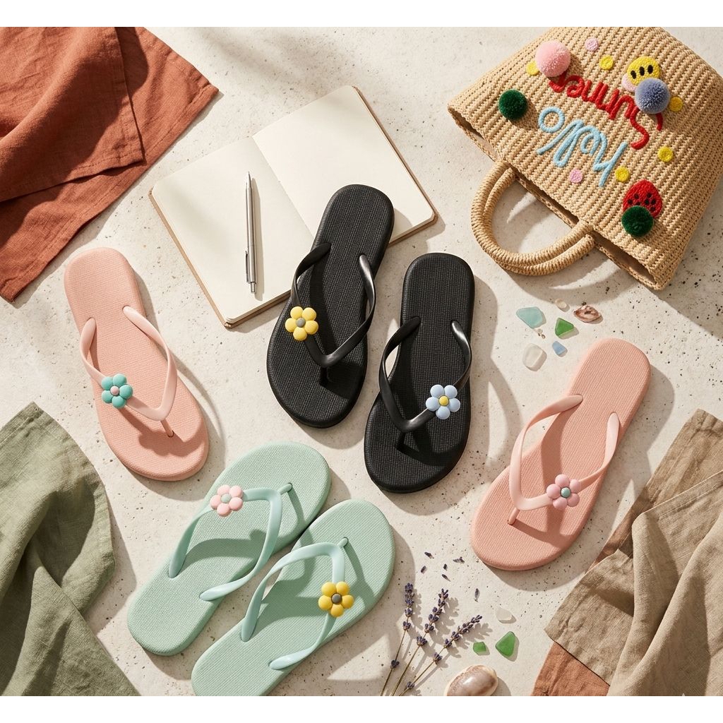 Sandal Jepit Jelly Wanita motif Bunga Terbaru