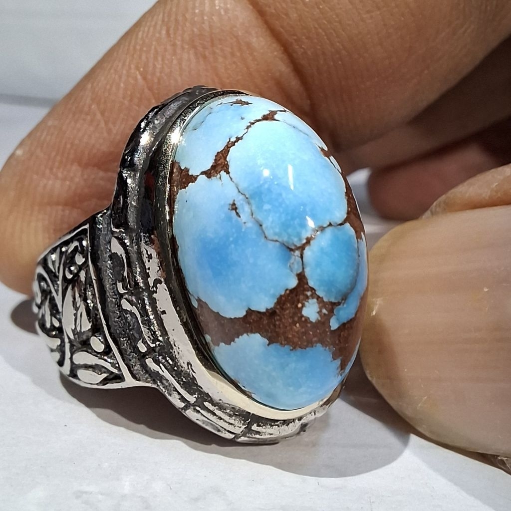 PIRUS MESIR BIRU MUDA GRADASI PUTIH EST DIM 19x11x10 RING 8