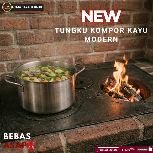 Tungku Kompor Kayu Plat Besi Tanpa Asap – Hemat Kayu Bakar Untuk Rumah Tangga dan Industri