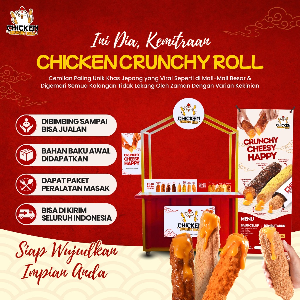 Paket Usaha Bisnis / Peluang Usaha Kuliner Makanan Chicken Crunchy  Roll Siap Jualan