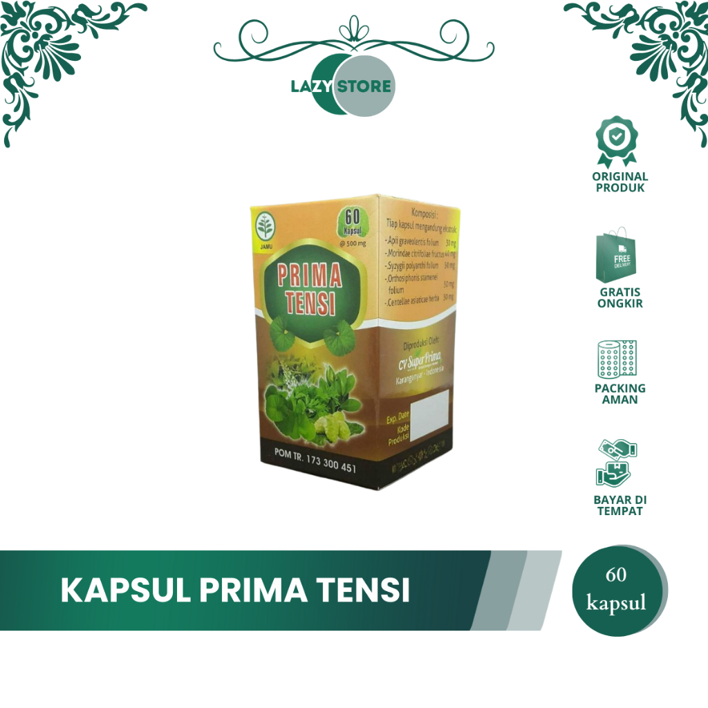 KAPSUL PRIMA TENSI SUPER PRIMA Isi 60 Kapsul – Herbal Tradisional | Bantu Jaga Tekanan Darah | Origi