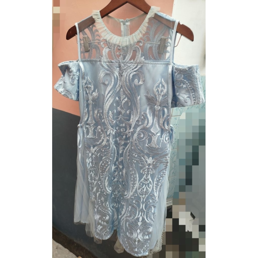 Preloved Dress Brokat Kondangan dan Lebaran Sky Blue Miss Nomi