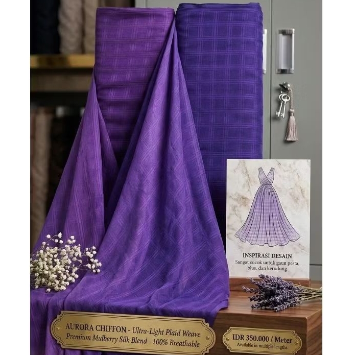 Kain Sifon Chiffon Plaid Ungu