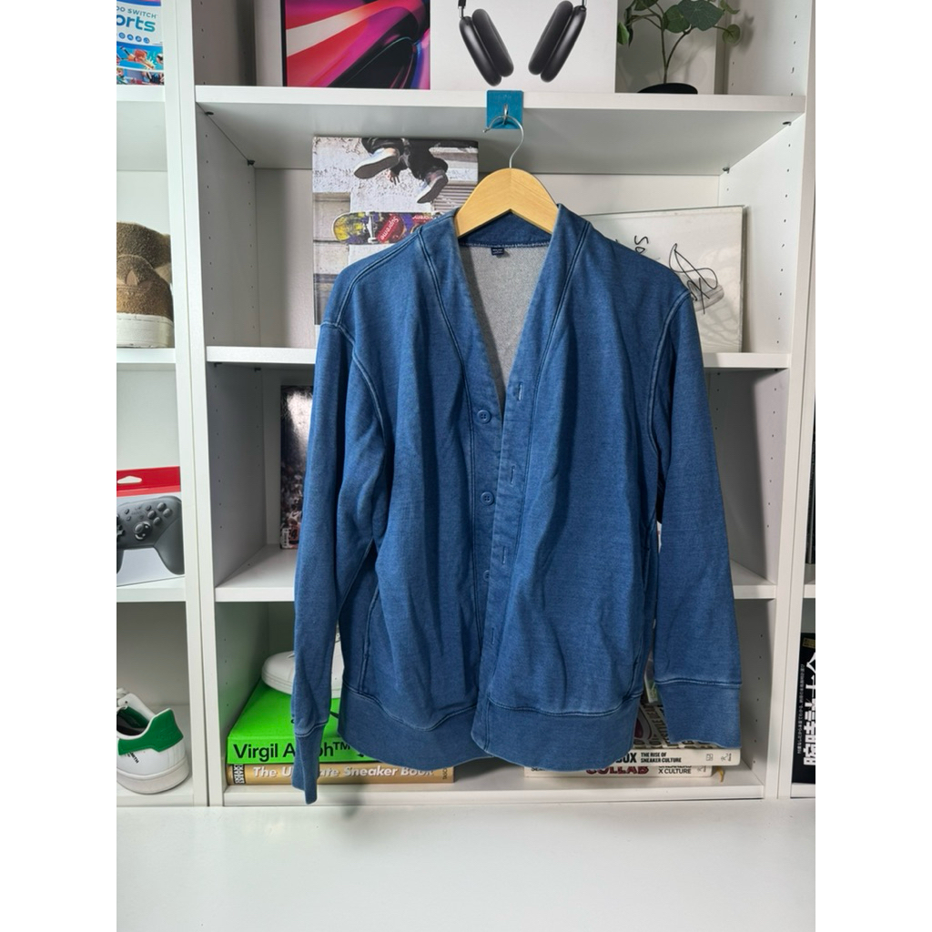 Uniqlo indigo die sweat cardigan