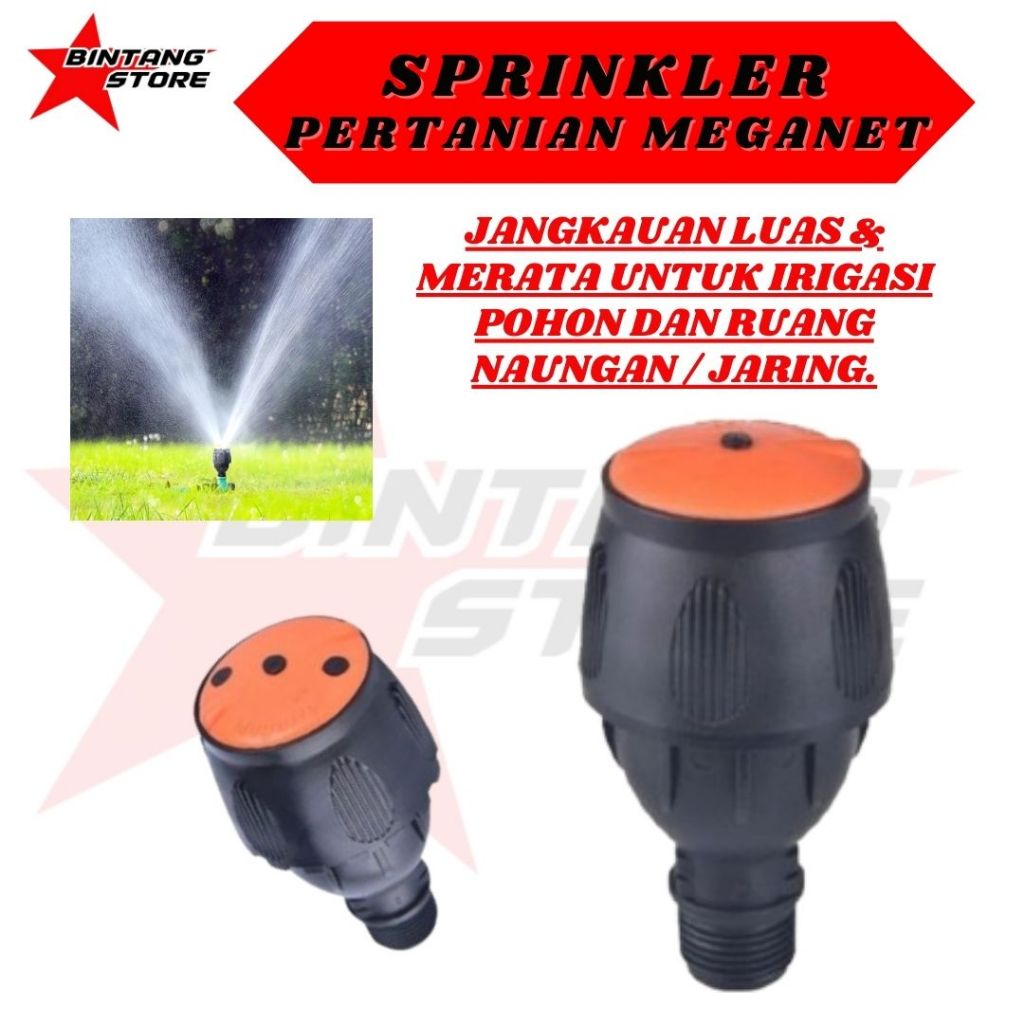 Impact Sprinkler Berputar 360° RADIUS 14meter Siraman Merata sprinkler pertanian springkler bola BIN