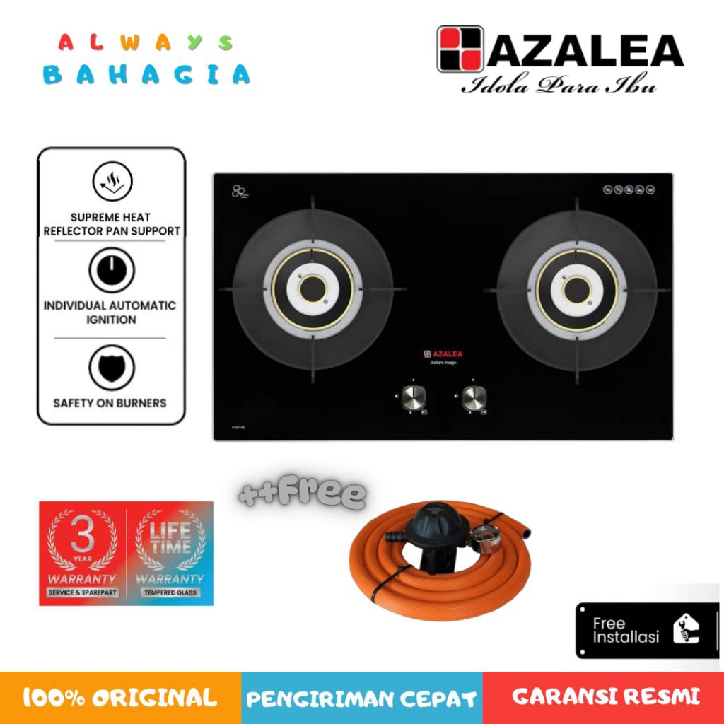 Azalea AGB72B Kompor Tanam + PROMO Free SR-AZ01 Regulator dan selang 2M