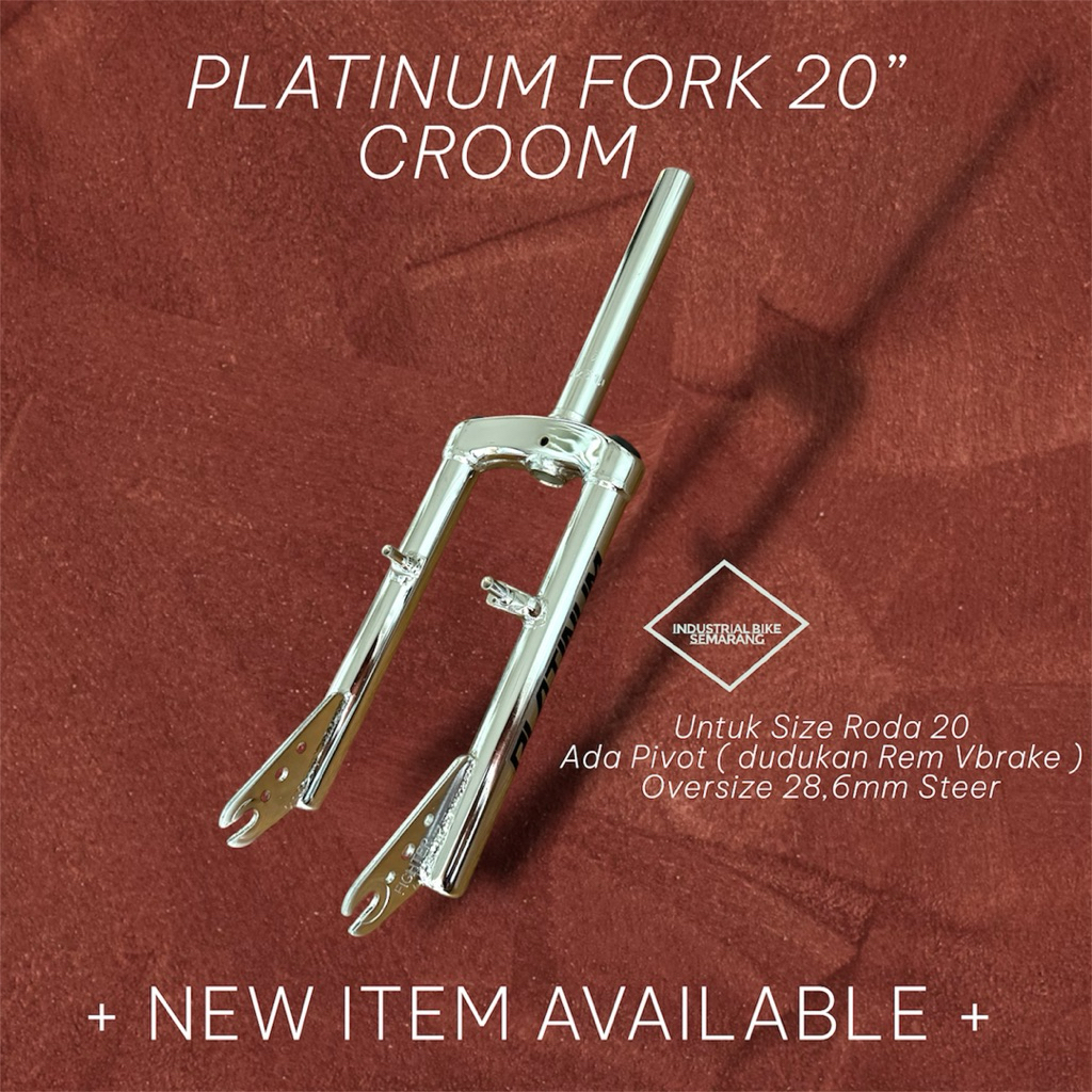 ( FORK 20 FIGHTER CROOM PLATINUM CROWN ) Garpu Sepeda Bmx 20 Oversize 28.6 mm OS 28.6mm 20inch