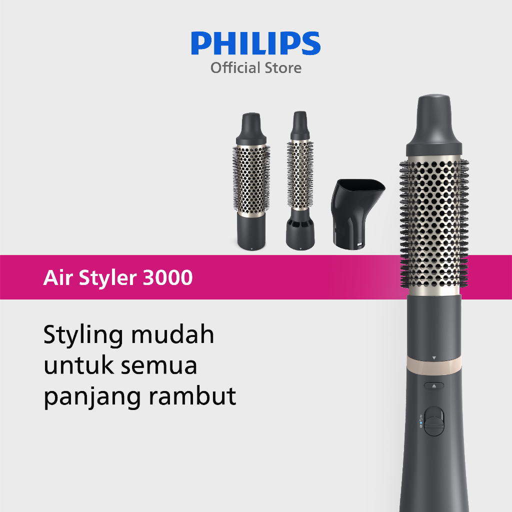 Philips | Airstyler 3000 | Catokan Curly | Styling Mudah 5 Menit Rambut Indah Terlindungi | 3 Akseso