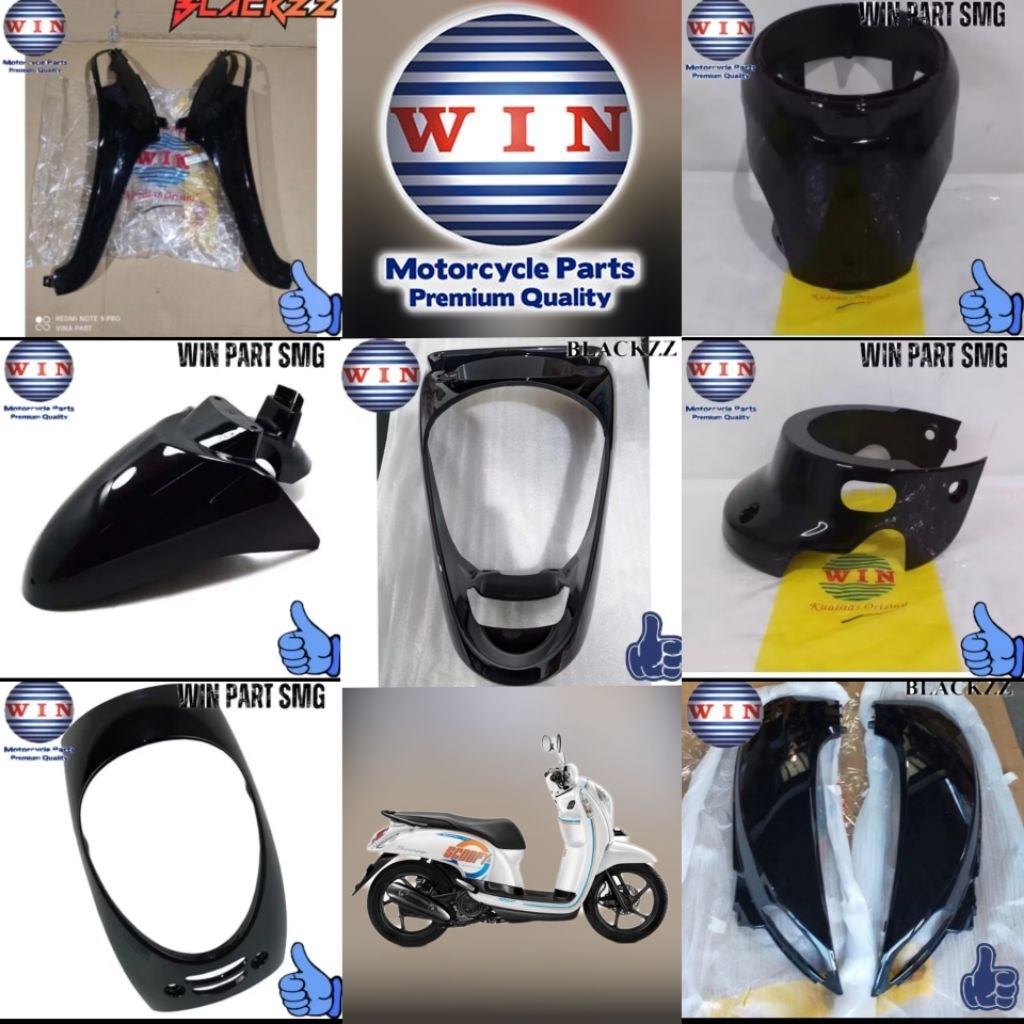 Full Set Body Halus Scoopy fi (K16) HITAM 2013 2014 2015 Original WIN / COVER BODY HALUS SCOOPY FI K