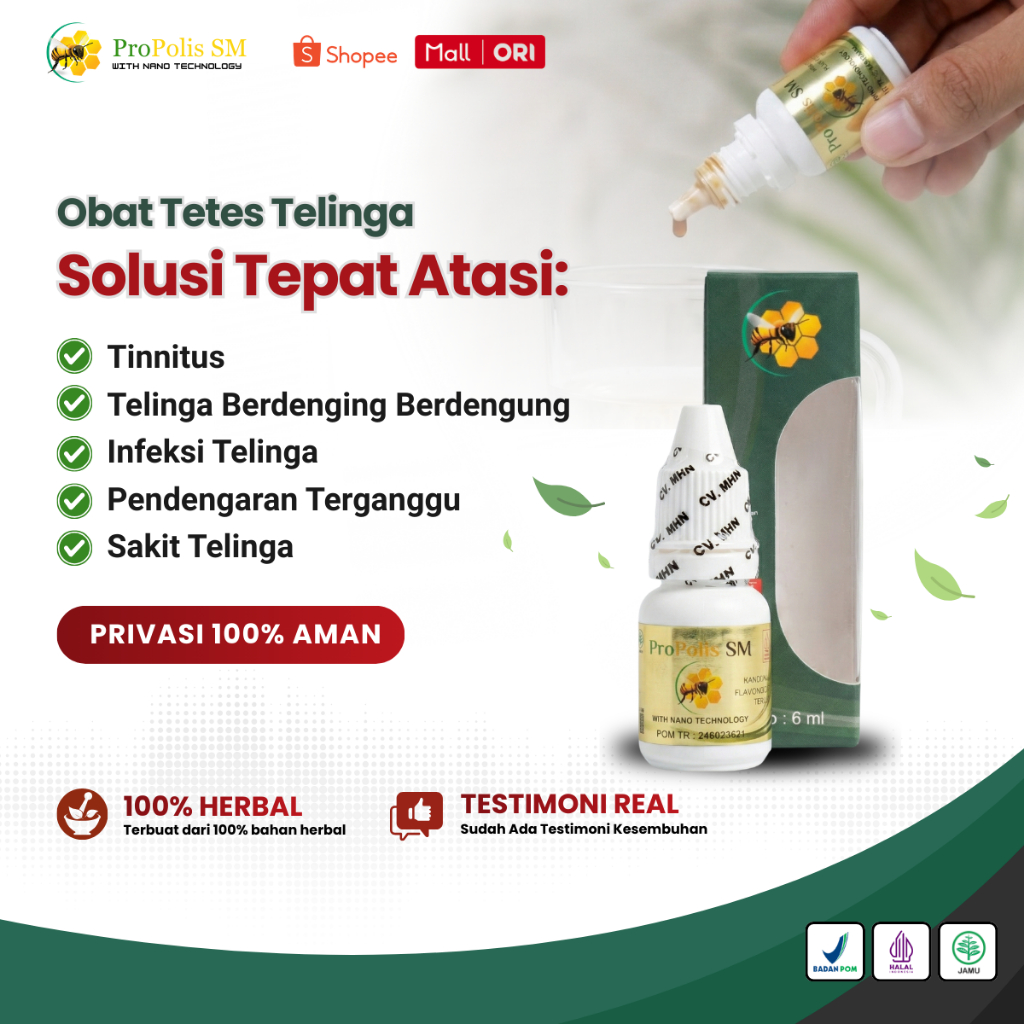 Obat Tinnitus Tetes Telinga Berdengung Terus Menerus Telinga Berdenging Infeksi Telinga Propolis SM