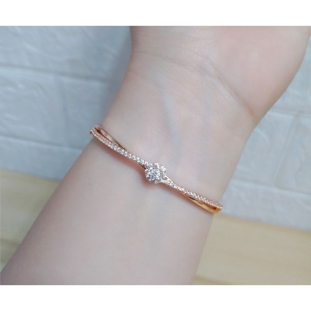 Xuping Premium Gelang bangle (lingkar kecil)Gemma Bulat Motif Lilit (aslinya seperti emas) anti kara