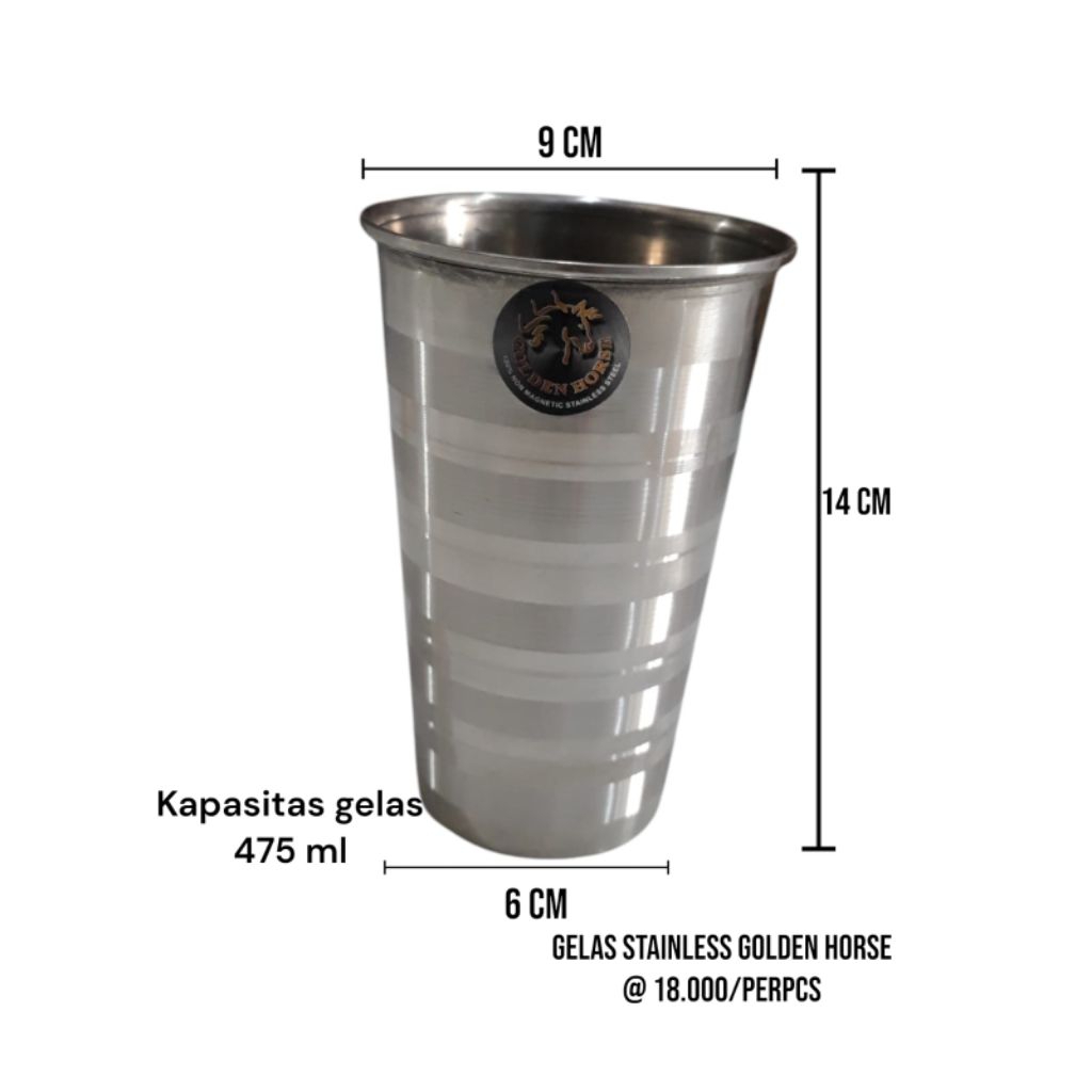 gelas stainless golden horse
