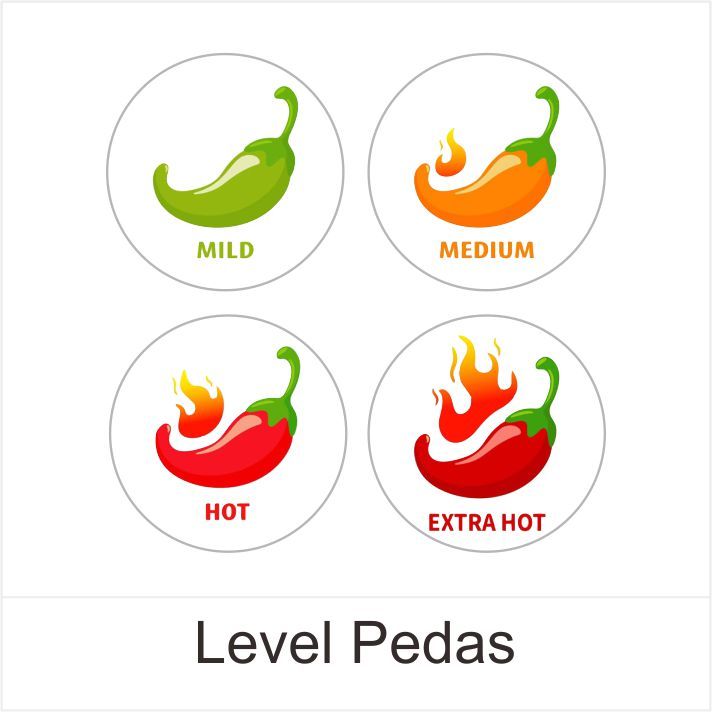 Stiker Level Rasa Pedas Makanan Snack Seblak Mie