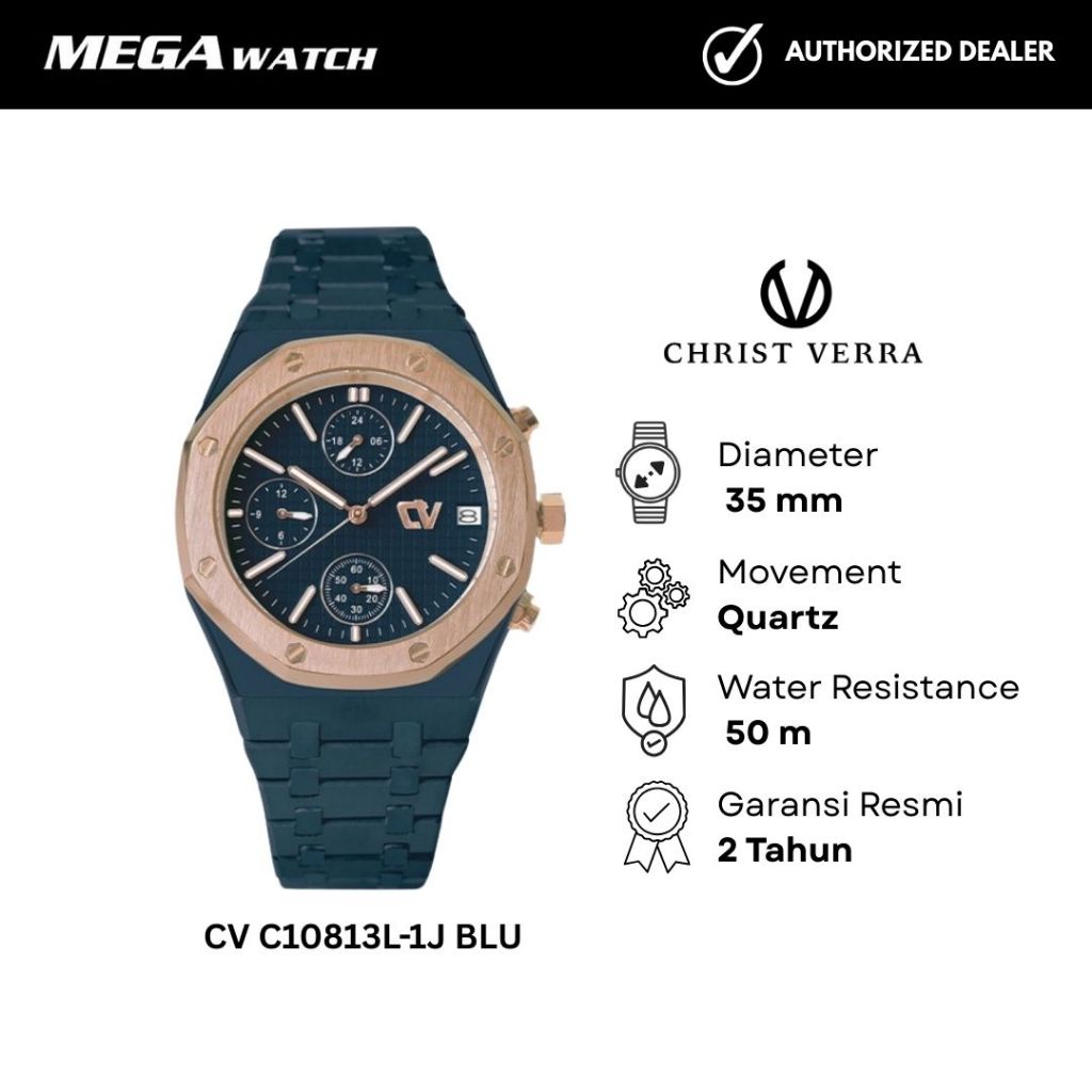 Jam Tangan CHRIST VERRA Wanita Original CV C10813L-1J BLU